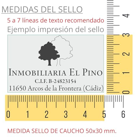 STAMPA | Sello de caucho personalizado | Montura de madera con texto y logotipo | para empresas, autónomos, oficina | dirección y facturas | documentos, sobres, paquetes y envíos (50x30 mm.)