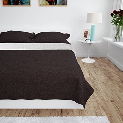 Copriletto Trapuntato Double-Face in Microfibra, Motivo Floreale per Calore e Comfort, Copriletto trapuntato, biancheria da letto, Adatto per Camera da Letto, Crema/Marrone, 230x260 cm