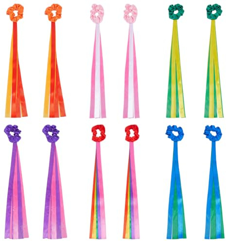 DICOSMETIC 12 fasce da danza arcobaleno, 6 colori, da polso, per ginnastica ritmica, per donne, uomini, sala giochi, casa, compleanno