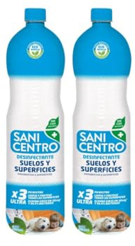 Sani Centro Desinfectante para Suelos y Superficies, sin Lejía, pH Neutro, 1,5 L, Pack de 2