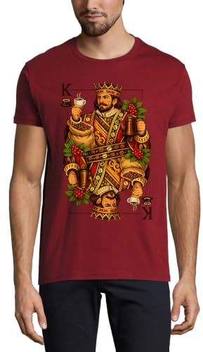 Regal King firar kaffe kultur rund hals bomull herr t-shirt bordeaux