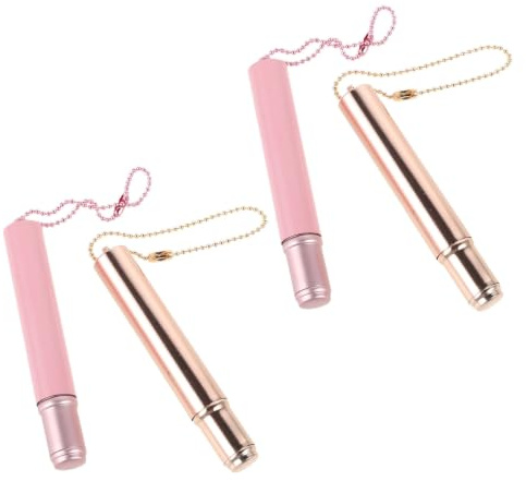 Toyvian 4 St Silikon Läppborstar med Rund Spets och Kedja Precisionsapplicator för Läppstift Läppglans Concealer och Ögonskugga Återanvändbar Makeupborste för Enkel Applicering och Resor