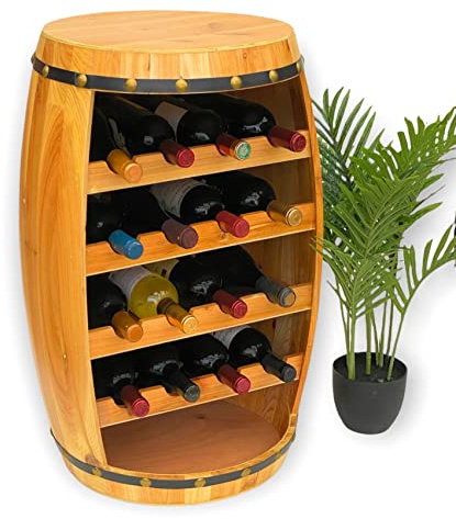 DanDiBo Weinregal Holz Weinfass Natur 70 cm 371 Bar Flaschenregal Flaschenständer Fass Holzfass