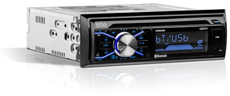 Boss Audio Systems 508UAB Multimedia Car Stereo - Single Din, Bluetooth Audio Hands-Free Calling, Built-in Microphone, CD MP3 USB AUX Input, AM FM Radio Receiver, LCD Display, Wireless Remote Control