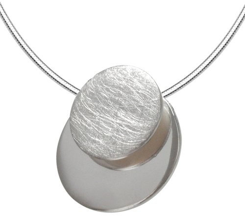 Vinani Anhänger doppelter Kreis gebürstet glänzend mit Schlangenkette 40 cm Sterling Silber 925 Kette Italien ADK40