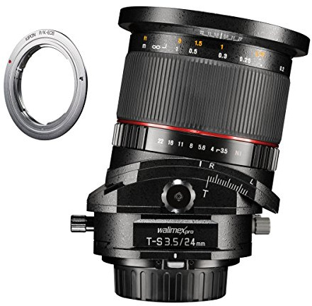 Walimex pro 24 mm 1:3, 5 DSLR t-s Tilt-Shift Objectif pour pentax k avec Adaptateur pour Canon EF