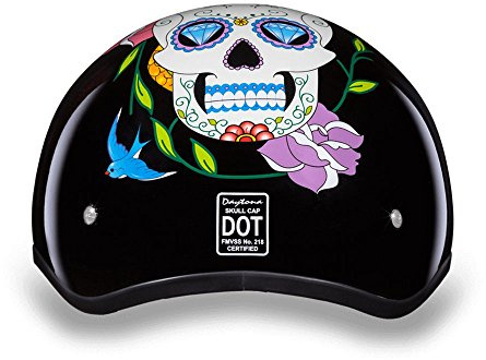 Daytona HELMETS Motorcycle Half Helmet Skull Cap- Diamond Skull 100% DOT Approved