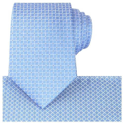 KissTies Blue Tie Set Solid Necktie Wedding Ties + Pocket Square + Gift Box