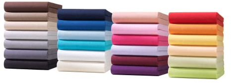 Hometex Premium Textiles Spannbettlaken Spannbetttuch 140-160 x 200 cm, Bettlaken Jersey aus 100% Baumwolle, Matratzen bis 23-25 cm, Oeko-TEX Made IN Green, Flieder