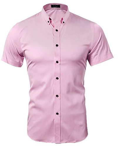 Kuson Chemise Homme sans Repassage Couleur Unie à Manches Courtes Nouveau Respirant