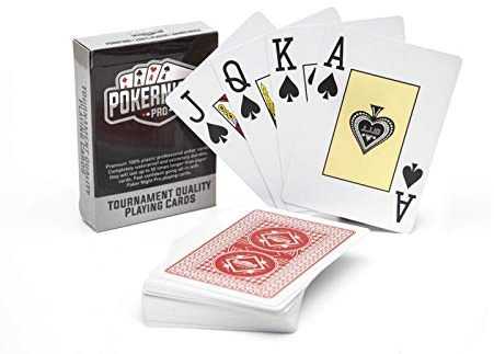 Poker Night Pro – Professionelles, Wasserfestes Texas Hold'em Poker-Kartendeck | 100% Plastik | 54 Karten pro Deck (Rote Rückseiten) | 2 Joker | Jumbo-Index