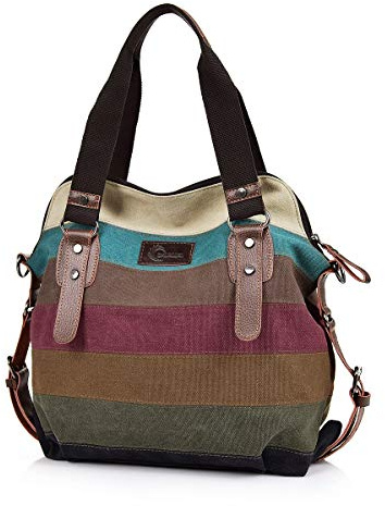 CHEREEKI Borsa a tracolla da donna, borsa a mano con tasche multiple di grande capacità, borsa in tela per viaggio, lavoro, scuola, Multicolore, Taille unique, Utility