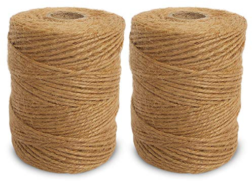 Ansio Ficelle de jute, 10 m, parfaite pour la décoration de jardin, fleurie, bricolage, travaux manuels et emballage 333 ft 3 ply 3 mm - Pack of 2 marron
