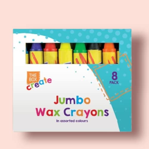 Gem Imports The Box STA1364 Jumbo Wax Crayons, Assorted Colours Bright Non Toxic - Pack of 8