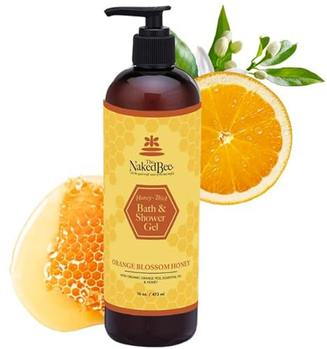 The Naked Bee Orange Blossom Honey Bath & Shower Gel 450ml | Moisturising & Cleansing Body Wash for Men & Women | Scented Hydrating Skincare