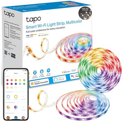 Tapo Smart LED Strip Light, 2x5m, Wi-Fi App Control RGBW Multicolour LED Light Strips, PU Coating, Works with Alexa & Apple HomeKit, Suitable for TV Kitchen DIY LED Lights for Bedroom L930-10