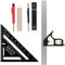 Adusa Zimmermannswinkel,Multifunktional Zimmererwinkel 17cm Metrisch,Anschlagwinkel Set+Lochreihe,90 45grad winkel Winkelmesser Set,2 Stück Solider Baustelle Tieflochmarker Bleistift mit 20 Ersatzmine