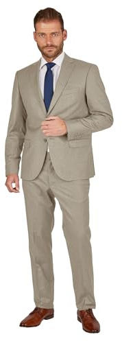 Steffen Klein Herren Anzug - Regular Fit - Größe 102 - Zweiteiler Business Anzug - Elastischer Komfort - Klassischer Schnitt - Sand