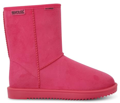 Regatta Risley Damen Schlupfstiefel, wasserdicht, Kunstfellfutter, Schwarz, rose, 40 EU