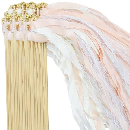 30 Stück Hochzeit Wände mit Glocke, Lre Co. Magic Wands, Hochzeit Luftschlangen, Hochzeit Lucky Sticks mit Luftschlangen für Hochzeiten, Geburtstage, Feiertage Parteien (Champagner)