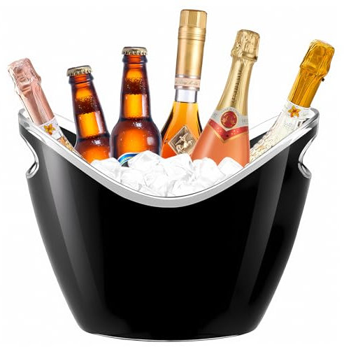 cailion 8L Eiseimer Champagner Eimer, Acryl-Eiskübel mit großem Fassungsvermögen, Vorratsbehälter für Obst und Gemüse,Weinkühler Sektkühler(black001)