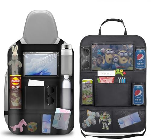 Resszo Car Back Seat Organizer for Kids, Kick Mats Back Seat Protector with 10 Inch Touch Screen Tablet Holder, 10 Pockets, Kids Toy Storage