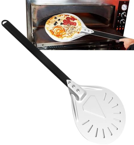 BommFu Spatola da forno per pizza, buccia da forno per pizza, Pala di buccia in acciaio inossidabile da 7 pollici, Strumento server antiaderente, cottura, grigliare per esterni per i ristoranti di