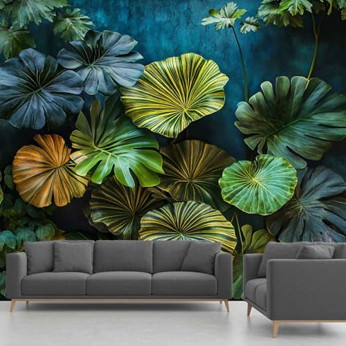 MazoAzuria Monstera Mural, Tropical Plant Wallpaper for Bedroom, Green Leaves Wall Mural for Living Room Dining Room Wall Decor(Non-self-Adhesive)