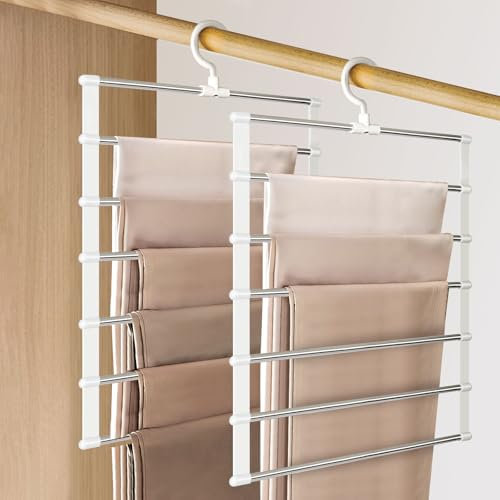 Grucce Pantaloni Salvaspazio, Appendi Pantaloni da Armadio, Porta Pantaloni per Armadio per Organizzare Armadi, Pantaloni per Donne e Uomini, Jeans, Reggiseni (2 PCS)