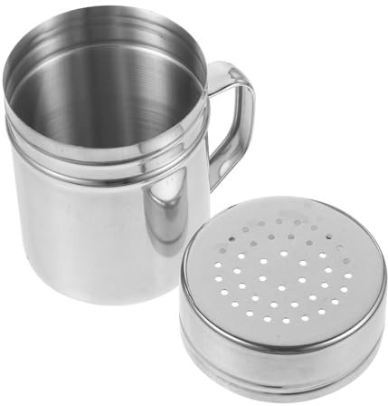 POPETPOP Espolvoreador de Polvo con Mango Inoxidable Contenedor de Condimentos Reutilizable para Cocina y Cafetería Mediano