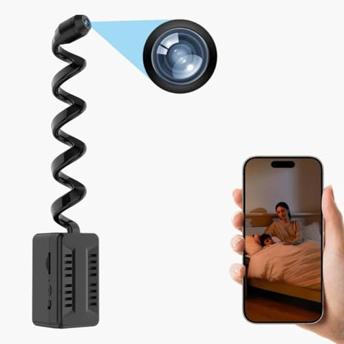 Mini WiFi spionkamera – 1080P-kamera med rörelsedetektion övervakningskamera med liten justerbar ormlins för fotovideo