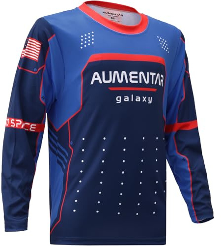 AUMENTAR Kids Cycling Jersey Long Sleeve Dirt Bike Motocross Shirt, Breathable Quick-Dry BMX Off-Road Racing Clothing for Boys Girls, Powersports Bike Child Mexico Bicycle MTB Tops S Space-Blue