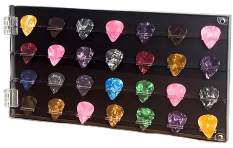 KSORUSL Guitar Pick Display Case, Acrylic Guitar Pick Holder with 28 Slots, Guitar Picks Display Frame for Picks Storage Organizer