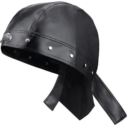 Eigso Gorra de motociclista punk para hombre y mujer, bandana de cuero para motocicleta, A3, calavera negra, Taille unique