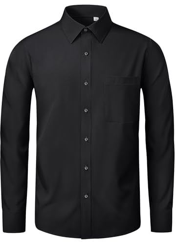 J.VER Men's Regular Fit Dress Shirts 4-Way Stretch Long Sleeve Shirt | Elastic Fabric, Business Casual, Formal, Button Down Shirts with Pocket, Wrinkle Free for Wedding, Work Interview, Daily Wear