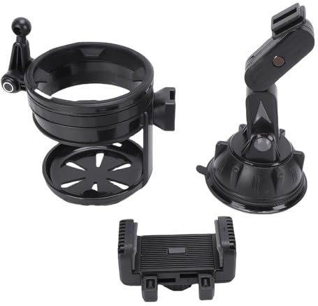 Horett Supporto Porta Telefono Auto Portabicchiere, Rotazione a 360° Adatto per Telefoni da 4-7.2 Pollici, per Escavatore, Gru, Furgone, Camion (Asta corta - Grigia)