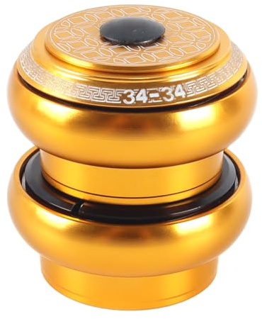Ticha Kit de direction de fourche avant de vélo, 34 x 34 mm VTT Cadre Tête Jeu de direction Accessoires de roulement pour VTT, or