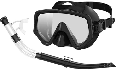 Vuxen Torrsnorkel Silikonglasögon-set med heltäckande dykmask | Havsdykning och snorkling set Simträning, ö-turism, strandutflykter, badresor, sommaräventyr och undervattensupptäckter