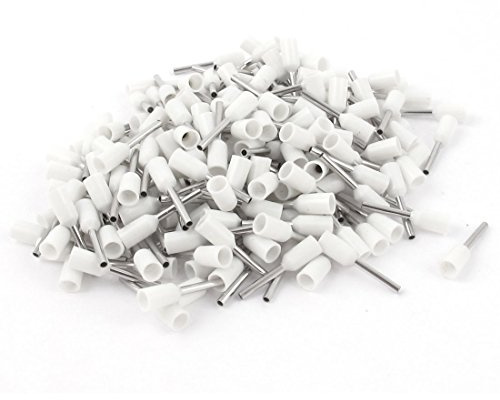 sourcing map 200 pezzi 0,5 mm2 terminale di cavo terminale di Cablaggio Capocorda a crimpare elettrico filo crimpatura terminale 22 AWG isolato bianco