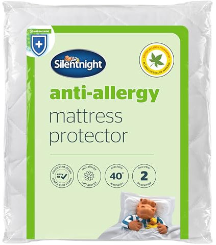 Silentnight Anti Allergy Mattress Protector - Ideal for Allergy and Asthma Sufferers Protecting Against Bacteria and Dust Mites - Bed Cover Pad with Deep Fit Straps, Machine Washable, King