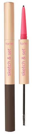 tarte big ego sketch & set brow pencil & tinted gel – 2-in-1 Precision Waterproof Eyebrow Pencil & Gel to Shape, Thicker-looking Brows, Vegan & Cruelty-Free, full size, dark brown