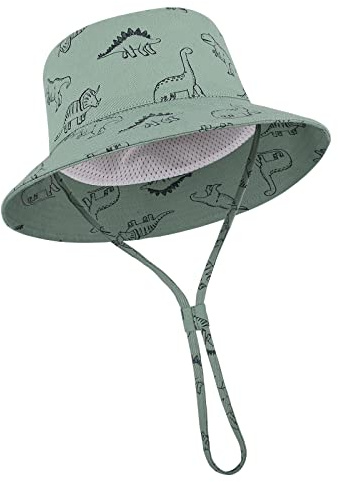 TOMEEK Baby Sun Hat Toddler Sun Protection for Baby Boys Girls Kids Summer Bucket Hat UPF 50+ Foldable Beach Cap with Adjustable Chin Strap and Wide Brim, Green, Size S