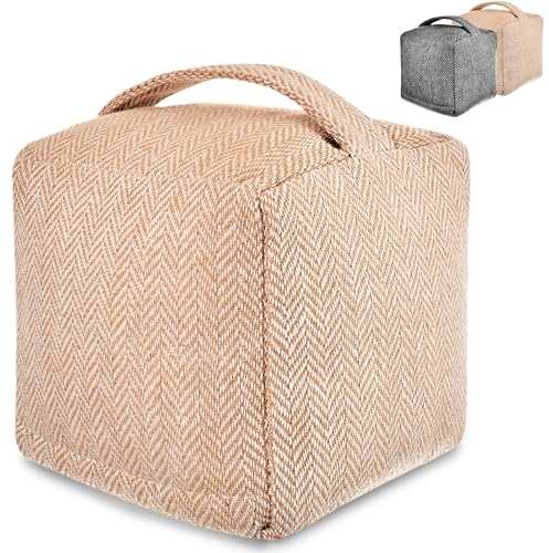 Praknu Türstopper Sack für Den Boden - Extra schwer 1Kg - mit Waschbarem Bezug, Tragegriff & Rutschfesten Pads - für Haus & Büro (Beige)