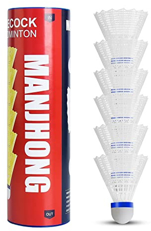 MANJHONG Shuttlecocks Nylon Badminton Balls for Beginners, Leisure, Training, Indoor and Outdoor Games, 6 x White