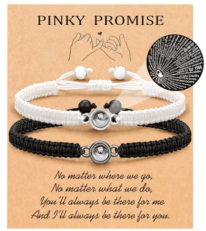 Mezrkuwr Partnerarmbänder Paar Armbänder Paare Geschenke Projektion der 100 Sprachen von Ich Liebe Dich Passende Pärchen Armband Amulett für Valentinstag Schwarz-Weiss