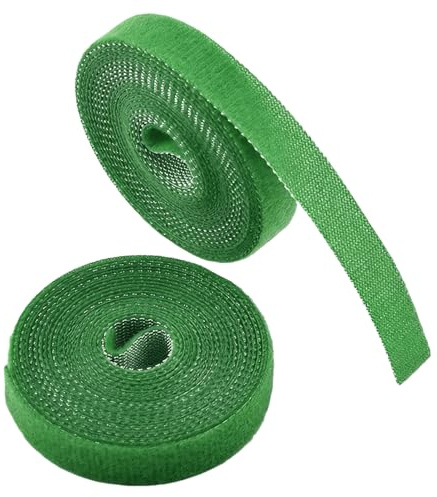 IFNOW Hook and Loop Cable Ties Reusable Fastening Tape Garden Tie Strap Plant Supports Gentle on Plants Plant Ties Garden Tape (Green, 0.4''/16FT, 2PCS)