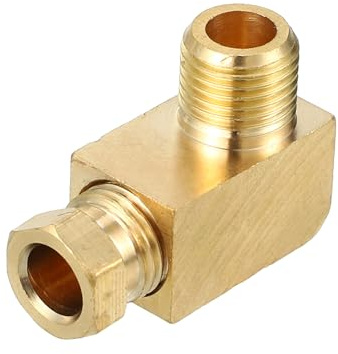 Partuto 1 Pc Raccord en laiton à compression universel à coude à 90 degrés M10x1 - Adaptateur de raccord de voiture pour connecteur de tuyau de 6 mm - Tonalité dorée en laiton