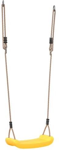 vidaXL Yellow Outdoor Swing Seat for Kids - Adjustable Rope, Secure Metal Rings, Weather- Plastic - 37x16x9 cm