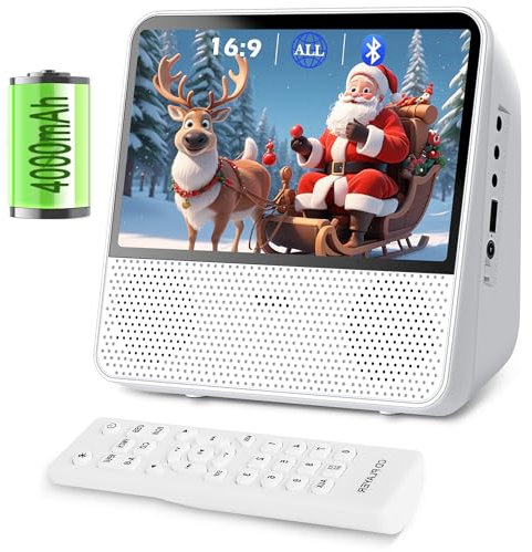 9.8 Portable DVD Player with Bluetooth, 1024 x 600 Screen, Portable DVD Player with Screen, 4000mAh Rechargeable, HiFi Speakers, Timer/Remote/Sync TV, Support DVD/CD/Bluetooth/AUX/AV/USB