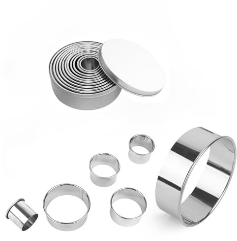 Weenwill Cookie Cutter,11 Pcs Pastry Cutters Round Cookie Cutters Shapes Set Circle Biscuit Cutters Stainless Steel Ring Scone Cutter for Pastry Donut Fondant Baking DIY Cake